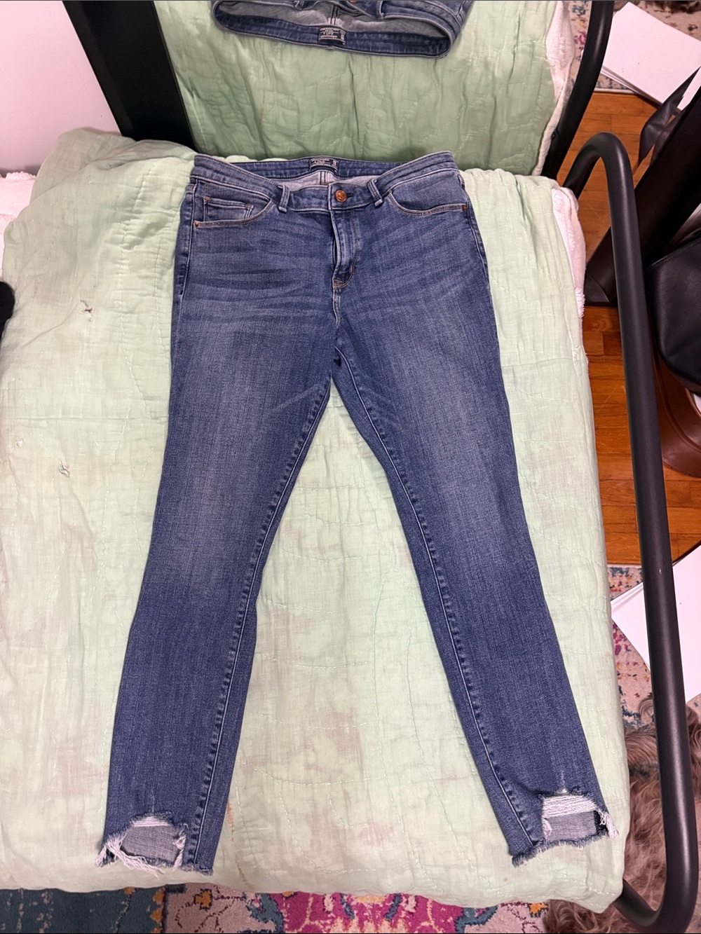 Abercrombie & Fitch Blue Skinny Jeans with Distressed Ankles